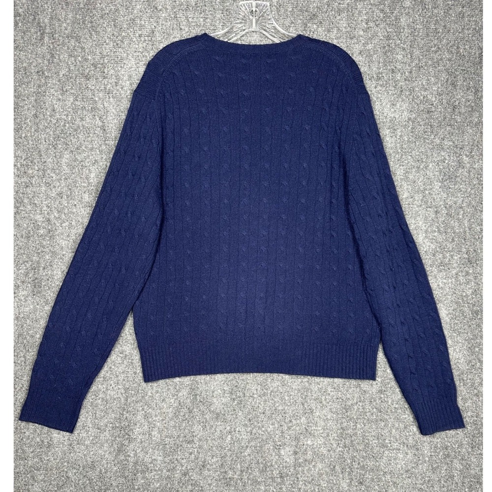 J.Crew Womens Vintage Oversized Cable Knit Wool Cashmere Sweater Blue Large - Picture 4 of 6